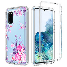 Silikon Hülle Handyhülle Ultra Dünn Flexible Schutzhülle Tasche Transparent Vorder und Rückseite 360 Grad Ganzkörper für Samsung Galaxy S20 Rosa