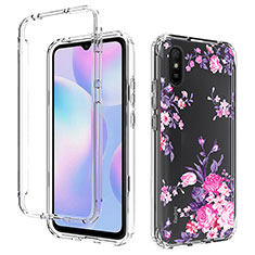 Silikon Hülle Handyhülle Ultra Dünn Flexible Schutzhülle Tasche Transparent Vorder und Rückseite 360 Grad Ganzkörper für Xiaomi Redmi 9A Rosa