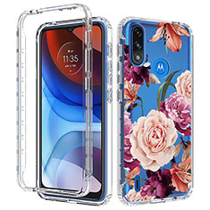 Silikon Hülle Handyhülle Ultra Dünn Flexible Schutzhülle Tasche Transparent Vorder und Rückseite 360 Grad Ganzkörper JX1 für Motorola Moto E7 Power Helles Lila