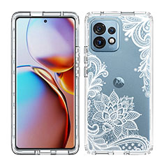 Silikon Hülle Handyhülle Ultra Dünn Flexible Schutzhülle Tasche Transparent Vorder und Rückseite 360 Grad Ganzkörper JX1 für Motorola Moto Edge 40 Pro 5G Weiß