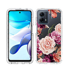 Silikon Hülle Handyhülle Ultra Dünn Flexible Schutzhülle Tasche Transparent Vorder und Rückseite 360 Grad Ganzkörper JX1 für Motorola Moto G 5G (2023) Helles Lila