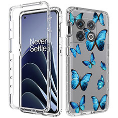 Silikon Hülle Handyhülle Ultra Dünn Flexible Schutzhülle Tasche Transparent Vorder und Rückseite 360 Grad Ganzkörper JX1 für OnePlus 10 Pro 5G Blau