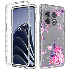 Silikon Hülle Handyhülle Ultra Dünn Flexible Schutzhülle Tasche Transparent Vorder und Rückseite 360 Grad Ganzkörper JX1 für OnePlus 10 Pro 5G Rosa