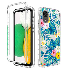 Silikon Hülle Handyhülle Ultra Dünn Flexible Schutzhülle Tasche Transparent Vorder und Rückseite 360 Grad Ganzkörper JX1 für Samsung Galaxy A03 Core Hellblau