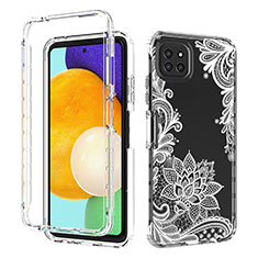 Silikon Hülle Handyhülle Ultra Dünn Flexible Schutzhülle Tasche Transparent Vorder und Rückseite 360 Grad Ganzkörper JX1 für Samsung Galaxy A22 5G Weiß