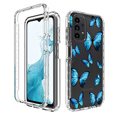 Silikon Hülle Handyhülle Ultra Dünn Flexible Schutzhülle Tasche Transparent Vorder und Rückseite 360 Grad Ganzkörper JX1 für Samsung Galaxy A23 4G Blau