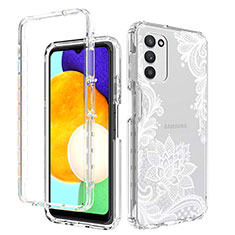 Silikon Hülle Handyhülle Ultra Dünn Flexible Schutzhülle Tasche Transparent Vorder und Rückseite 360 Grad Ganzkörper JX3 für Samsung Galaxy A02s Weiß