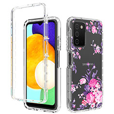 Silikon Hülle Handyhülle Ultra Dünn Flexible Schutzhülle Tasche Transparent Vorder und Rückseite 360 Grad Ganzkörper JX4 für Samsung Galaxy F02S SM-E025F Rosa