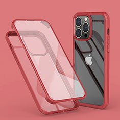 Silikon Hülle Handyhülle Ultra Dünn Flexible Schutzhülle Tasche Transparent Vorder und Rückseite 360 Grad Ganzkörper LK1 für Apple iPhone 13 Pro Max Rot