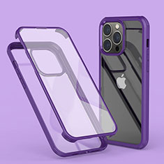 Silikon Hülle Handyhülle Ultra Dünn Flexible Schutzhülle Tasche Transparent Vorder und Rückseite 360 Grad Ganzkörper LK1 für Apple iPhone 13 Pro Max Violett