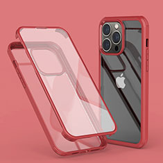 Silikon Hülle Handyhülle Ultra Dünn Flexible Schutzhülle Tasche Transparent Vorder und Rückseite 360 Grad Ganzkörper LK1 für Apple iPhone 13 Pro Rot