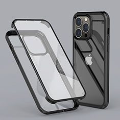 Silikon Hülle Handyhülle Ultra Dünn Flexible Schutzhülle Tasche Transparent Vorder und Rückseite 360 Grad Ganzkörper LK1 für Apple iPhone 13 Pro Schwarz