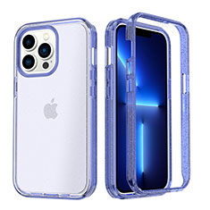 Silikon Hülle Handyhülle Ultra Dünn Flexible Schutzhülle Tasche Transparent Vorder und Rückseite 360 Grad Ganzkörper YJ1 für Apple iPhone 13 Pro Max Blau