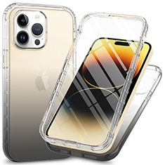 Silikon Hülle Handyhülle Ultra Dünn Flexible Schutzhülle Tasche Transparent Vorder und Rückseite 360 Grad Ganzkörper ZJ1 für Apple iPhone 15 Pro Dunkelgrau