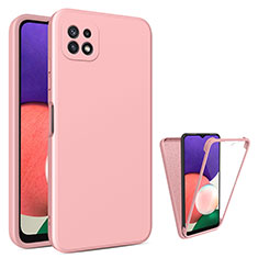 Silikon Hülle Handyhülle Ultra Dünn Flexible Schutzhülle Tasche Vorder und Rückseite 360 Grad Ganzkörper für Samsung Galaxy A22s 5G Rosa