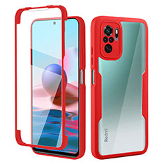 Silikon Hülle Handyhülle Ultra Dünn Flexible Schutzhülle Tasche Vorder und Rückseite 360 Grad Ganzkörper für Xiaomi Redmi Note 10 4G Rot