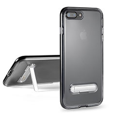 Silikon Hülle Handyhülle Ultra Dünn Schutzhülle Durchsichtig Transparent mit Ständer für Apple iPhone 8 Plus Grau