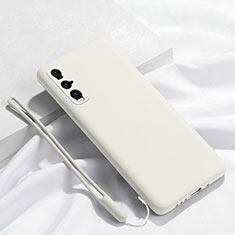 Silikon Hülle Handyhülle Ultra Dünn Schutzhülle Flexible 360 Grad Ganzkörper Tasche C01 für Oppo Find X2 Weiß