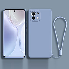 Silikon Hülle Handyhülle Ultra Dünn Schutzhülle Flexible 360 Grad Ganzkörper Tasche C02 für Xiaomi Mi 11 5G Lavendel Grau