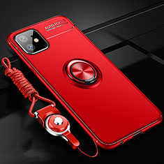 Silikon Hülle Handyhülle Ultra Dünn Schutzhülle Flexible Tasche Silikon mit Magnetisch Fingerring Ständer N03 für Apple iPhone 12 Mini Rot
