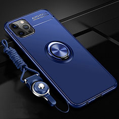 Silikon Hülle Handyhülle Ultra Dünn Schutzhülle Flexible Tasche Silikon mit Magnetisch Fingerring Ständer N03 für Apple iPhone 12 Pro Blau