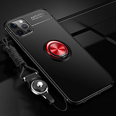 Silikon Hülle Handyhülle Ultra Dünn Schutzhülle Flexible Tasche Silikon mit Magnetisch Fingerring Ständer N03 für Apple iPhone 12 Pro Rot und Schwarz
