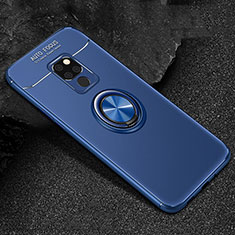 Silikon Hülle Handyhülle Ultra Dünn Schutzhülle Flexible Tasche Silikon mit Magnetisch Fingerring Ständer T01 für Huawei Mate 20 X 5G Blau