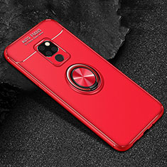 Silikon Hülle Handyhülle Ultra Dünn Schutzhülle Flexible Tasche Silikon mit Magnetisch Fingerring Ständer T01 für Huawei Mate 20 X 5G Rot