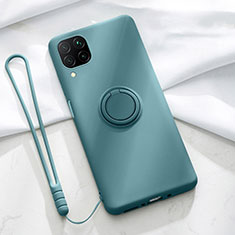 Silikon Hülle Handyhülle Ultra Dünn Schutzhülle Flexible Tasche Silikon mit Magnetisch Fingerring Ständer T01 für Huawei Nova 6 SE Cyan