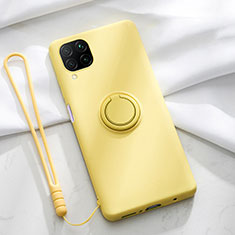 Silikon Hülle Handyhülle Ultra Dünn Schutzhülle Flexible Tasche Silikon mit Magnetisch Fingerring Ständer T01 für Huawei Nova 7i Gelb
