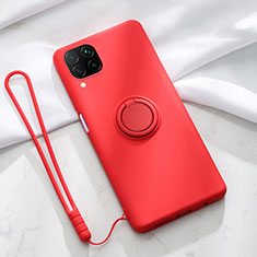 Silikon Hülle Handyhülle Ultra Dünn Schutzhülle Flexible Tasche Silikon mit Magnetisch Fingerring Ständer T01 für Huawei Nova 7i Rot