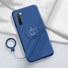 Silikon Hülle Handyhülle Ultra Dünn Schutzhülle Flexible Tasche Silikon mit Magnetisch Fingerring Ständer T01 für Oppo A91 Blau