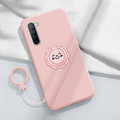 Silikon Hülle Handyhülle Ultra Dünn Schutzhülle Flexible Tasche Silikon mit Magnetisch Fingerring Ständer T01 für Oppo A91 Rosa