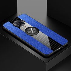 Silikon Hülle Handyhülle Ultra Dünn Schutzhülle Flexible Tasche Silikon mit Magnetisch Fingerring Ständer T01 für Xiaomi Redmi K30 Pro Zoom Blau