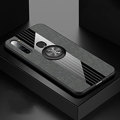 Silikon Hülle Handyhülle Ultra Dünn Schutzhülle Flexible Tasche Silikon mit Magnetisch Fingerring Ständer T01 für Xiaomi Redmi Note 8 (2021) Grau