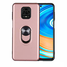 Silikon Hülle Handyhülle Ultra Dünn Schutzhülle Flexible Tasche Silikon mit Magnetisch Fingerring Ständer T01 für Xiaomi Redmi Note 9 Pro Max Rosegold