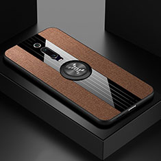 Silikon Hülle Handyhülle Ultra Dünn Schutzhülle Flexible Tasche Silikon mit Magnetisch Fingerring Ständer T02 für Xiaomi Redmi K20 Braun