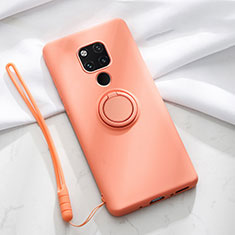 Silikon Hülle Handyhülle Ultra Dünn Schutzhülle Flexible Tasche Silikon mit Magnetisch Fingerring Ständer T03 für Huawei Mate 20 X 5G Orange