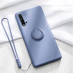 Silikon Hülle Handyhülle Ultra Dünn Schutzhülle Flexible Tasche Silikon mit Magnetisch Fingerring Ständer T03 für Huawei Nova 5 Pro Violett