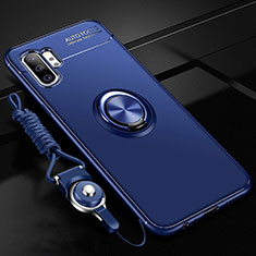 Silikon Hülle Handyhülle Ultra Dünn Schutzhülle Flexible Tasche Silikon mit Magnetisch Fingerring Ständer T03 für Samsung Galaxy Note 10 Plus 5G Blau