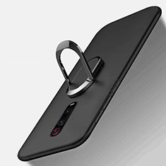 Silikon Hülle Handyhülle Ultra Dünn Schutzhülle Flexible Tasche Silikon mit Magnetisch Fingerring Ständer T03 für Xiaomi Mi 9T Pro Schwarz
