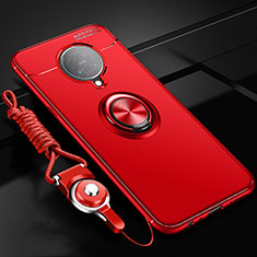 Silikon Hülle Handyhülle Ultra Dünn Schutzhülle Flexible Tasche Silikon mit Magnetisch Fingerring Ständer T03 für Xiaomi Poco F2 Pro Rot
