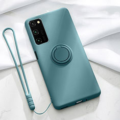 Silikon Hülle Handyhülle Ultra Dünn Schutzhülle Flexible Tasche Silikon mit Magnetisch Fingerring Ständer T04 für Huawei Honor V30 Pro 5G Grün