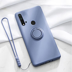 Silikon Hülle Handyhülle Ultra Dünn Schutzhülle Flexible Tasche Silikon mit Magnetisch Fingerring Ständer T04 für Huawei Nova 5i Violett