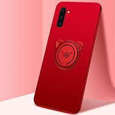 Silikon Hülle Handyhülle Ultra Dünn Schutzhülle Flexible Tasche Silikon mit Magnetisch Fingerring Ständer T04 für Samsung Galaxy Note 10 Rot
