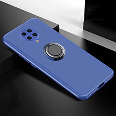 Silikon Hülle Handyhülle Ultra Dünn Schutzhülle Flexible Tasche Silikon mit Magnetisch Fingerring Ständer T04 für Xiaomi Redmi K30 Pro 5G Blau