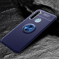Silikon Hülle Handyhülle Ultra Dünn Schutzhülle Flexible Tasche Silikon mit Magnetisch Fingerring Ständer T04 für Xiaomi Redmi Note 8 (2021) Blau