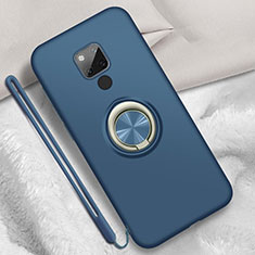 Silikon Hülle Handyhülle Ultra Dünn Schutzhülle Flexible Tasche Silikon mit Magnetisch Fingerring Ständer T05 für Huawei Mate 20 X 5G Blau