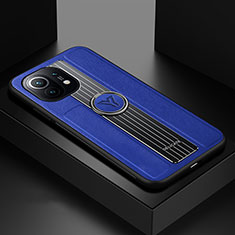 Silikon Hülle Handyhülle Ultra Dünn Schutzhülle Flexible Tasche Silikon mit Magnetisch Fingerring Ständer T06 für Xiaomi Mi 11 5G Blau