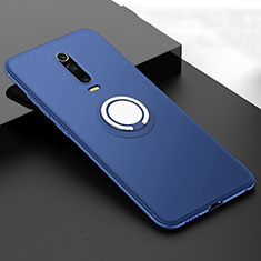 Silikon Hülle Handyhülle Ultra Dünn Schutzhülle Flexible Tasche Silikon mit Magnetisch Fingerring Ständer T06 für Xiaomi Redmi K20 Blau